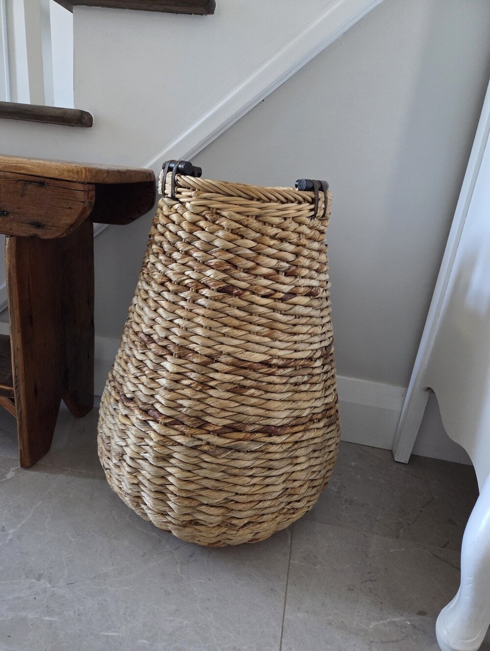 Tall Rattan Round Basket - Picture 2 of 11